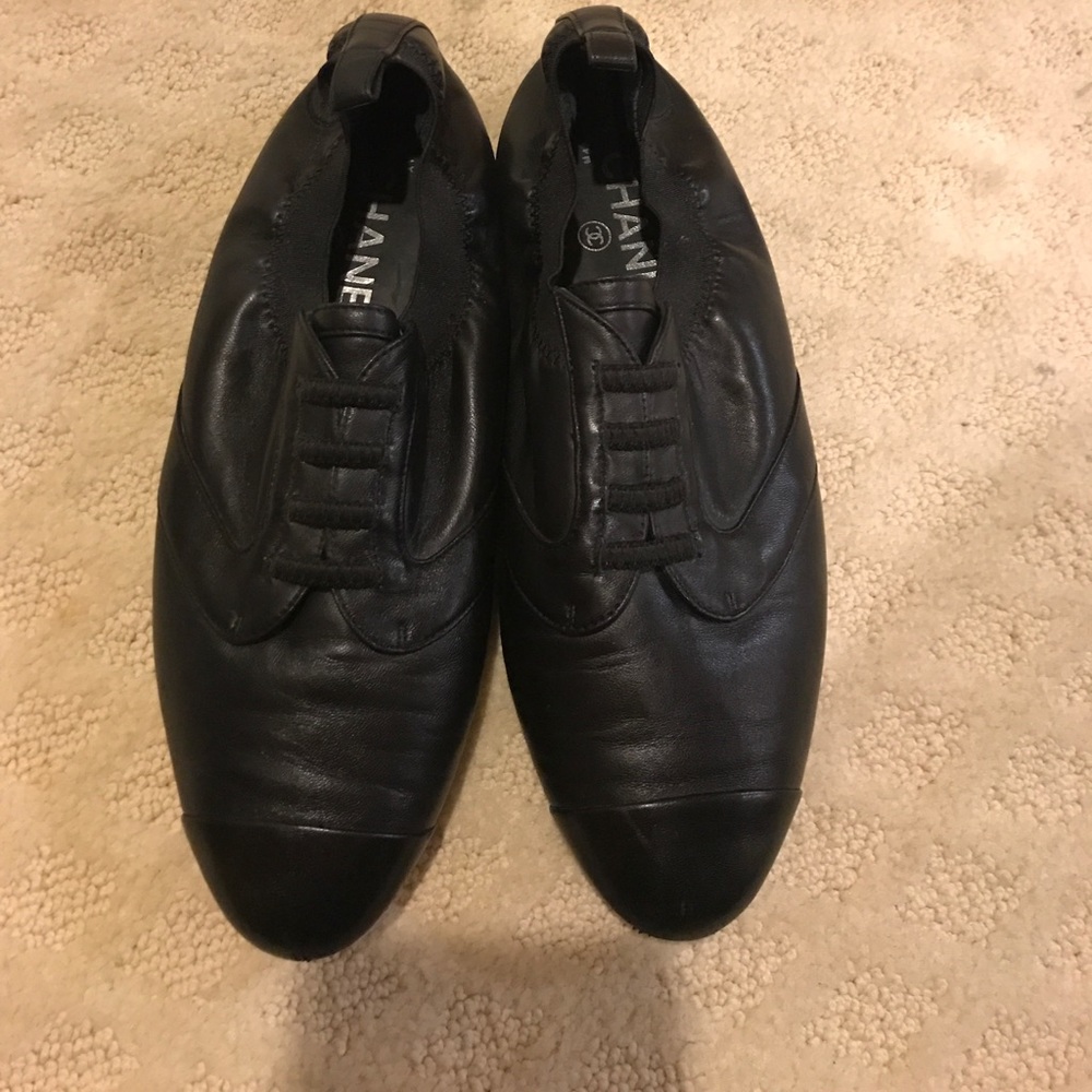 🎀AUTH Chanel flats loafers lambskin size 37